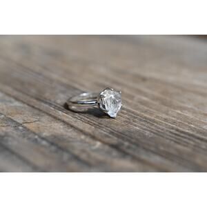 Pear shaped Lake county diamond engagement ring sterling silver 925 size 4